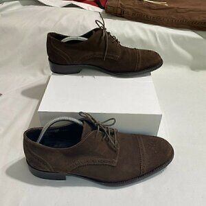 Mario Fagni Mens Brown Leather Round Toe Lace Up Oxford Dress Shoes Size 7.5